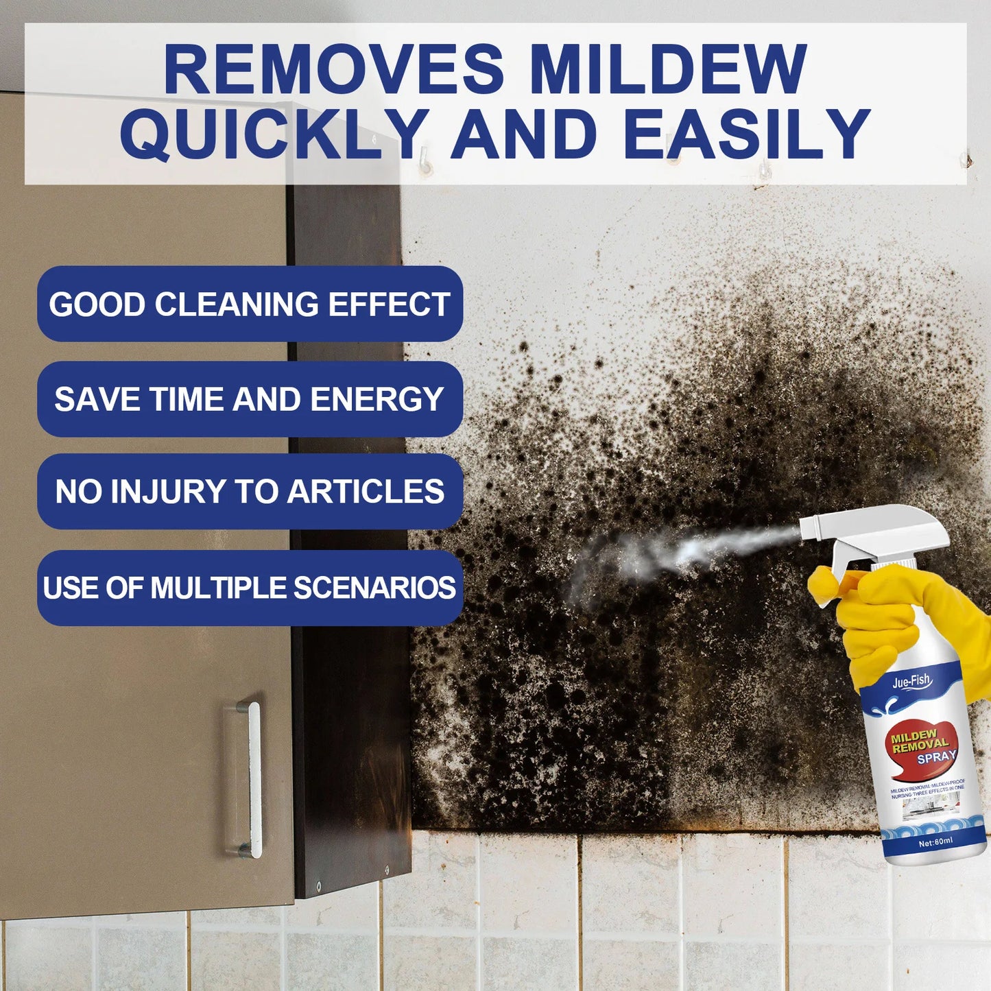 Jue-Fish Mold & Mildew Remover Spray 60ml | Tiles, Walls & Bath