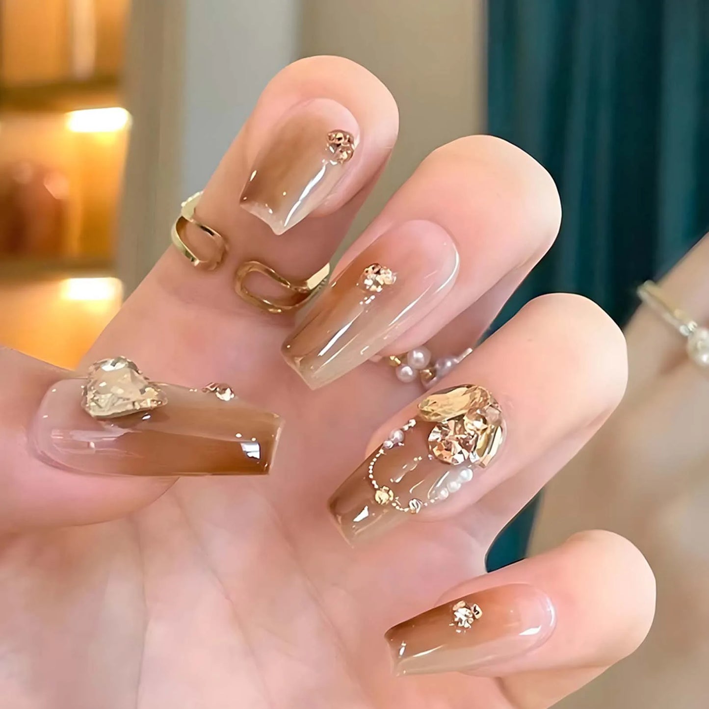 24pcs Glossy Red Press on Nails with White flowers Decor Coffin Head Fake Nails Full Cover Wearable Sweet Korean False Nails Peaceful Pleasures Health and Wellness style 7