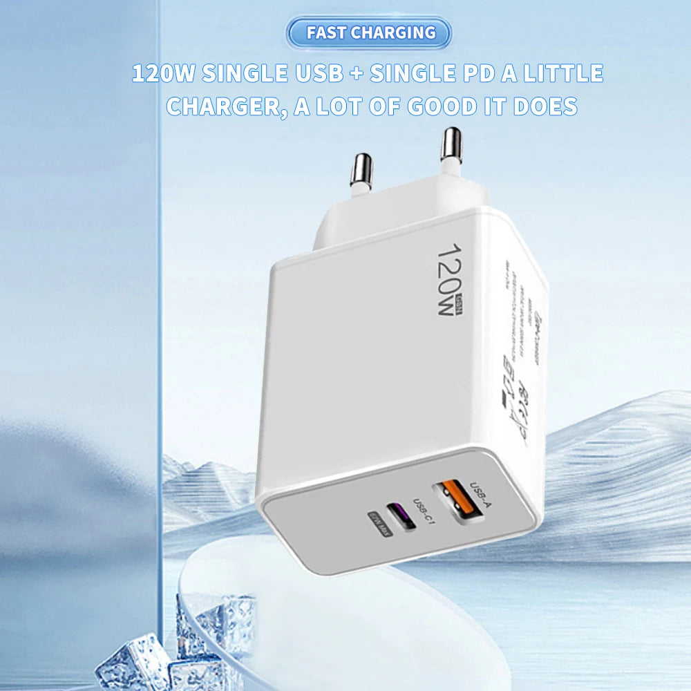 120W USB-C Fast Wall Charger | iPhone Samsung Quick Charge