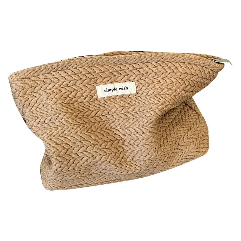 Portable Handwoven Cotton Makeup Bag – Artistic Crochet Cosmetic Pouch with Zipper, Minimalist Clutch for Women Storage Bag Peaceful Pleasures Health and Wellness
