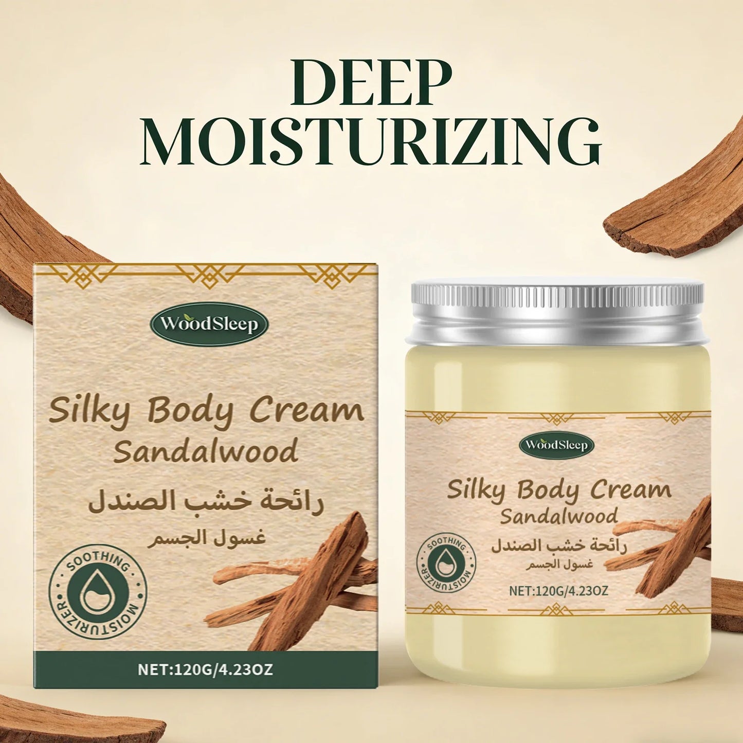 WOODSLEEP Sandalwood Body Cream – Moisturizing & Brightening