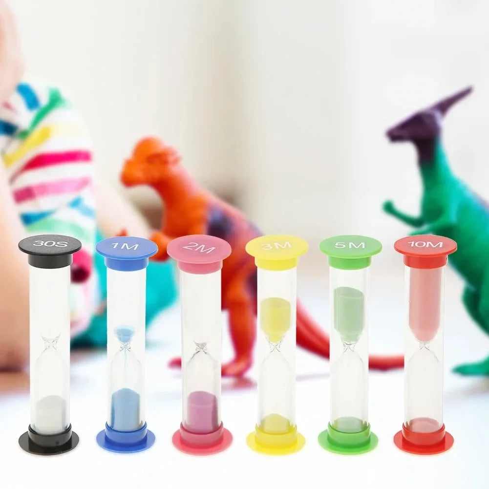 Colorful Hourglass Sand Timer Set – 6 Pieces, 30s–10 Min