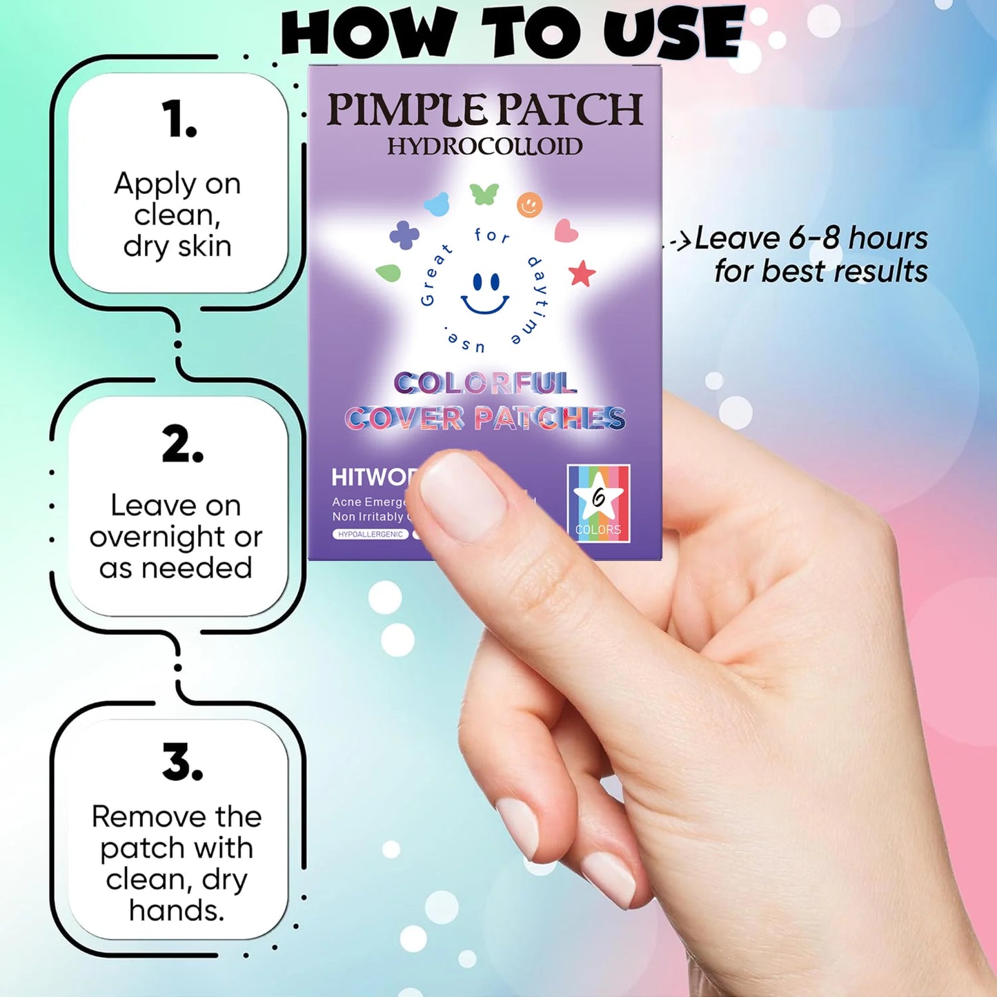 Invisible Hydrocolloid Acne Patches – Waterproof, All Skin Types