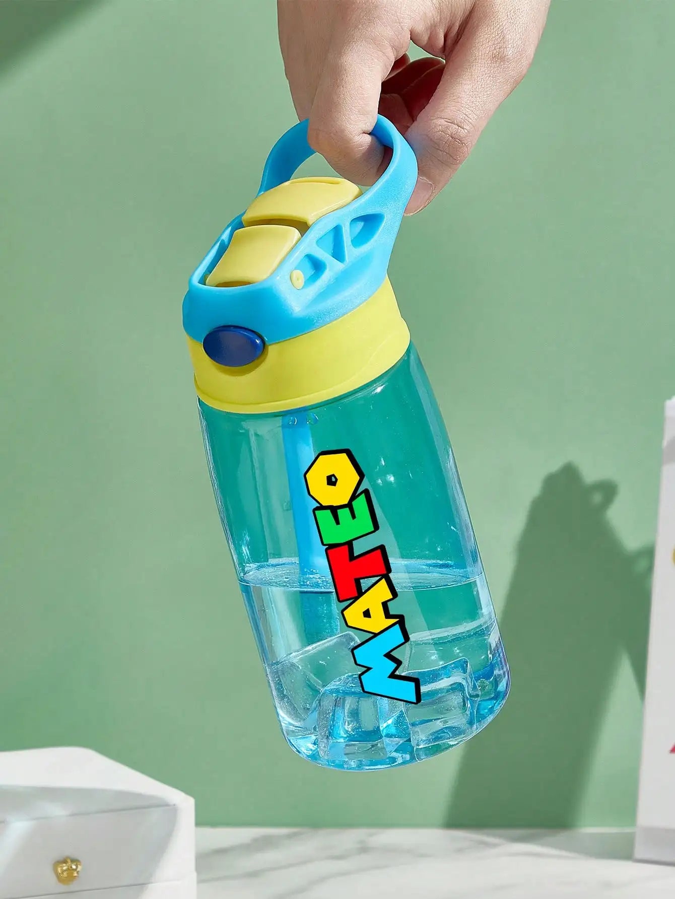 1pc Custom Water Bottle Personalized Name Cup with Straw and Lid 16oz 480ml Gift for Him Her Home Office Peaceful Pleasures Health and Wellness