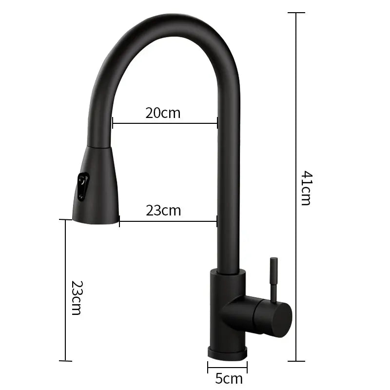 Brushed Nickel Pull-Out Kitchen Faucet | Single Hole, Hot & Cold