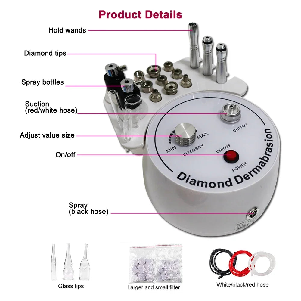VamsLuna 3-in-1 Diamond Microdermabrasion Machine | Home Use