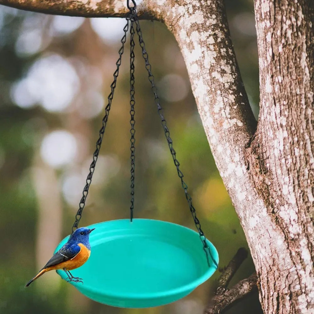Hanging Round Bird Feeder Bath Tray with Chain | Garden Decor