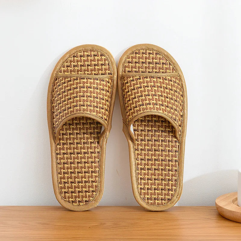 Rattan Woven Indoor Slippers | Unisex Breathable Summer Slides