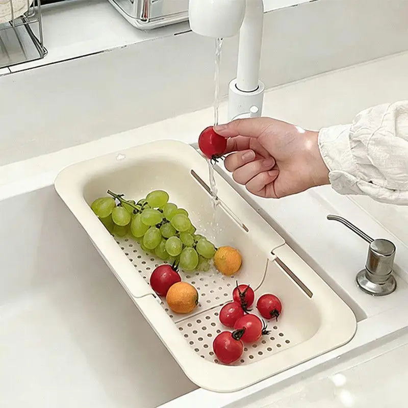 Telescopic Sink Drain Basket | Food-Safe PP, Tool-Free Sink Drain Basket Peaceful Pleasures Health and Wellness White
