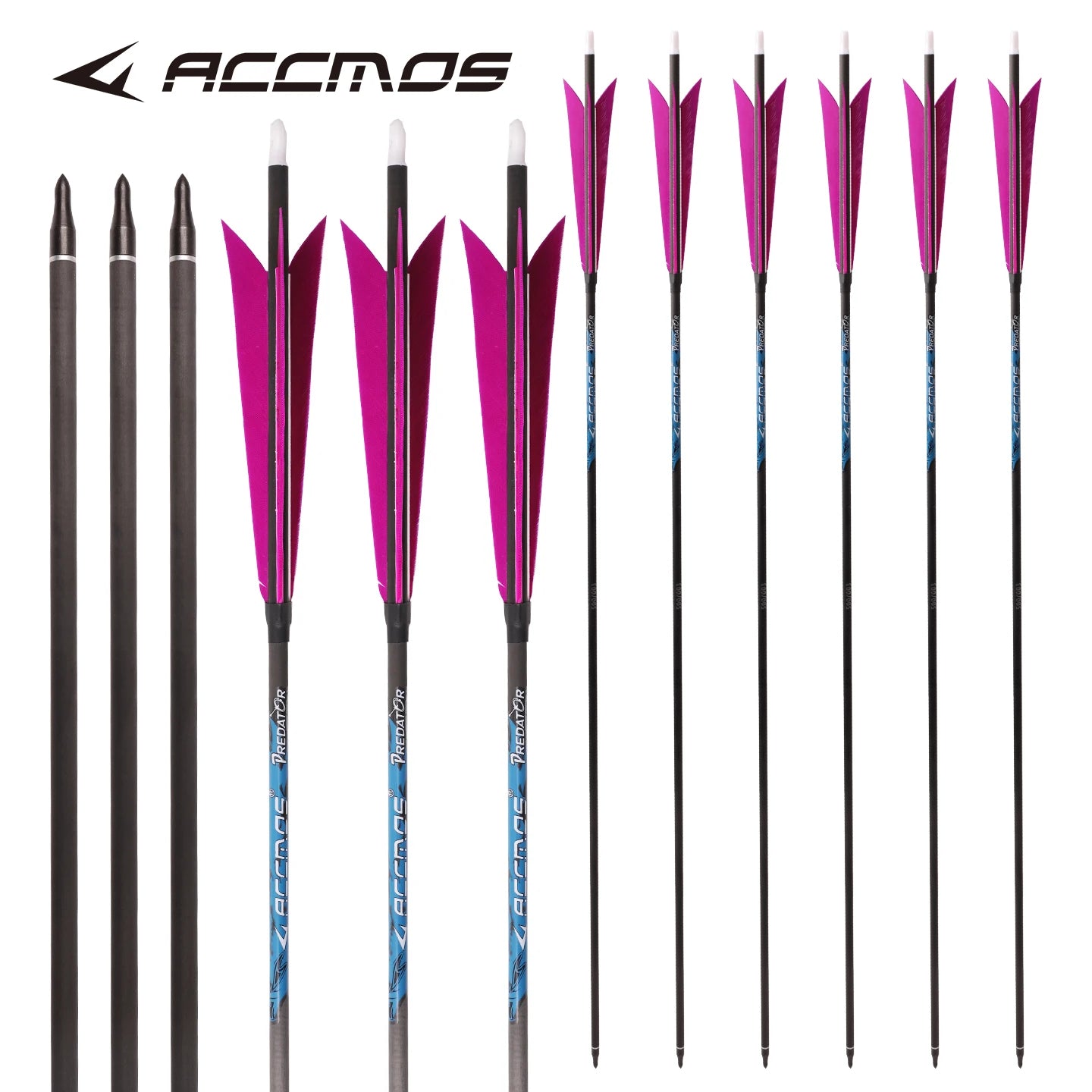 6 ID 2 Pure Carbon Arrow Stick 5-inch Purple True Feather Length