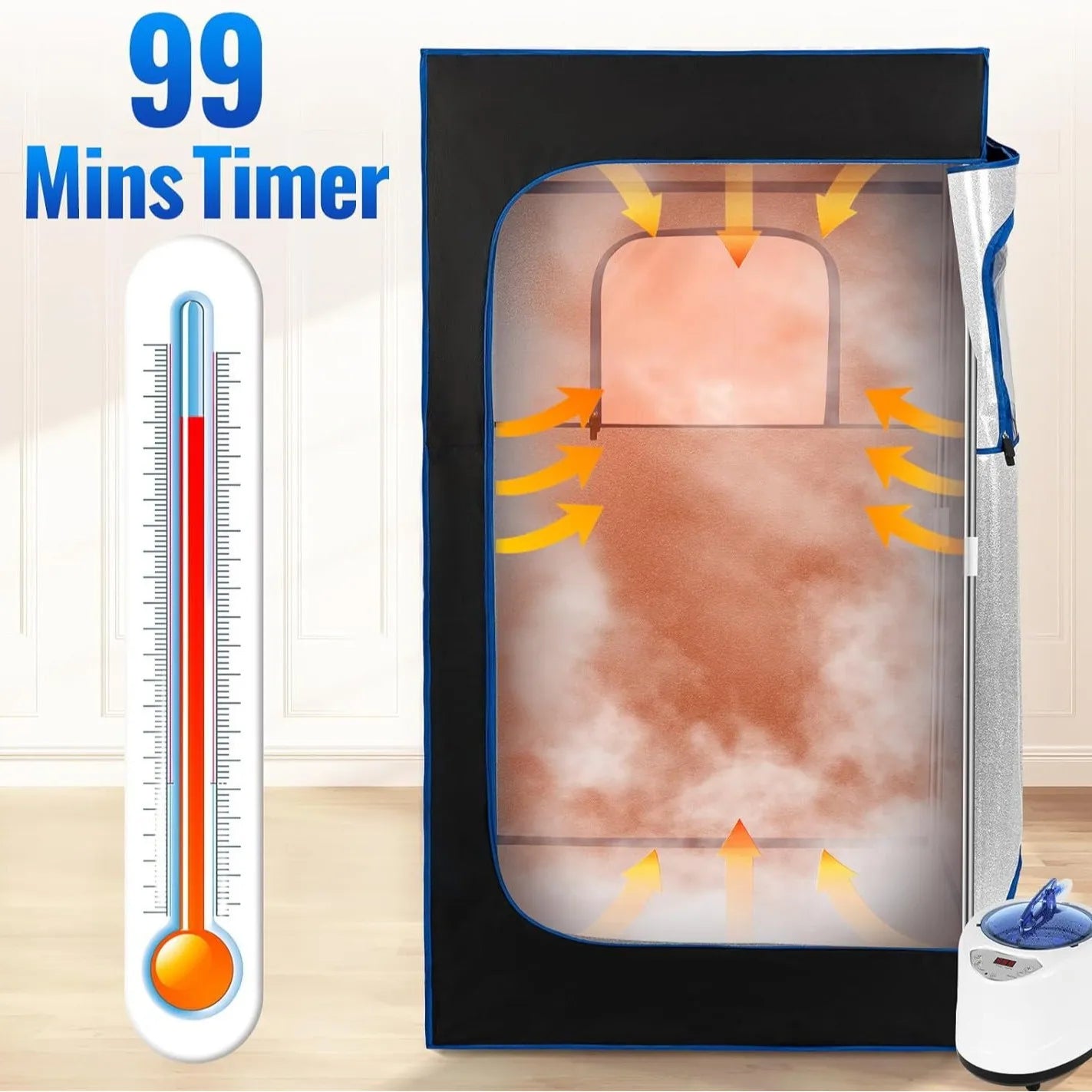 Portable Steam Sauna Personal Full Body Sauna Spa for Home Relaxation,4L1500 Watt Steamer Remote Control Portable Chair Peaceful Pleasures Health and Wellness