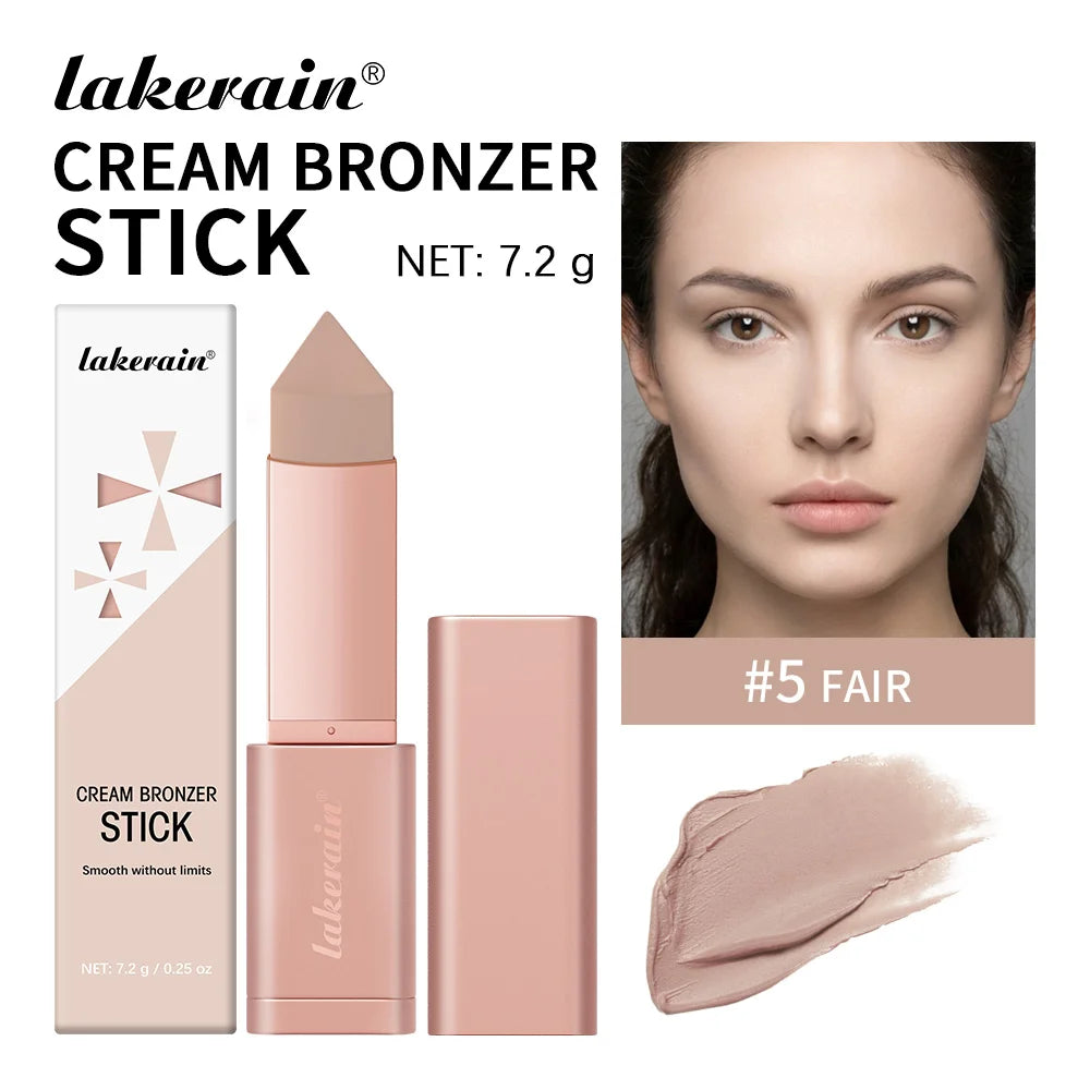 Lakerain Bronzer Cream Stick 3D Makeup Effect Improve Fine Lines Brightening & Grooming 2 IN 1 Bronzer Cream for All Skin Types Peaceful Pleasures Health and Wellness Fair