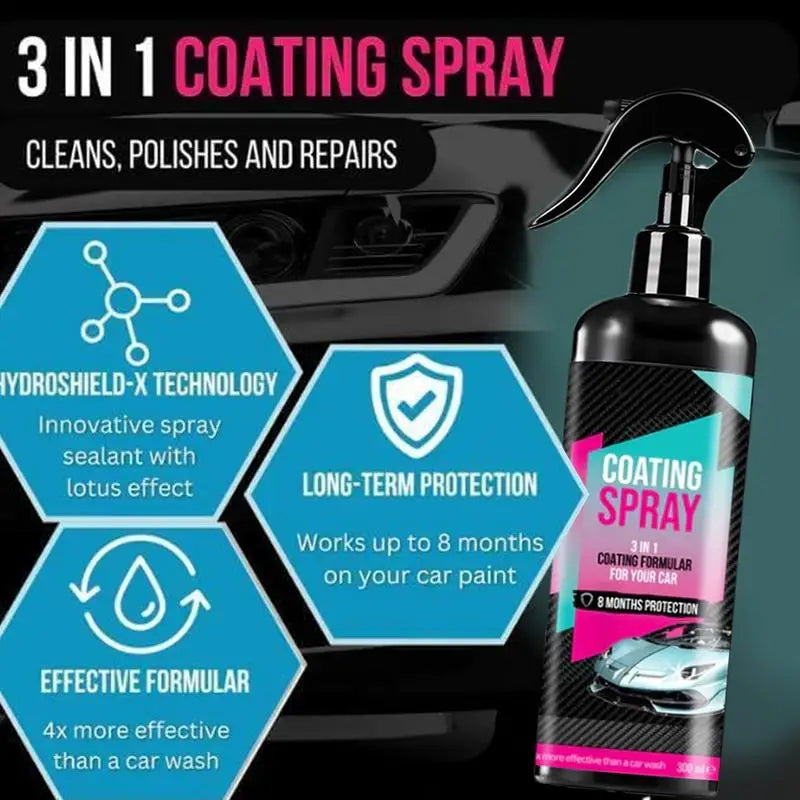 Coating Agent Spray Car Wax Renewal Agent Polish Coat Spray Quick Detailing Spray Polisher Refurbish Agent High Protection Coats Peaceful Pleasures Health and Wellness