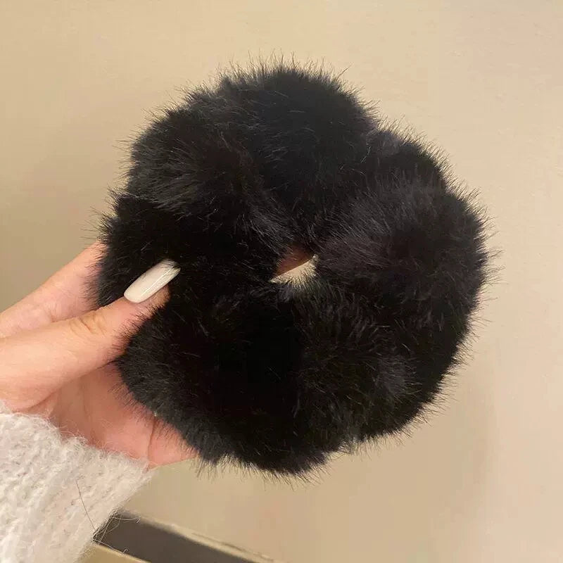 Retro Plush Elastic Hair Tie | Imitation Mink Hairband for Women