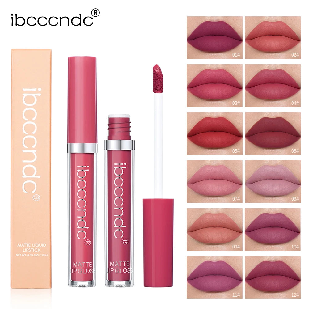 ibcccndc 12-Color Matte Velvet Liquid Lipstick – 12Hr Wear Liquid Lipstick Peaceful Pleasures Health and Wellness