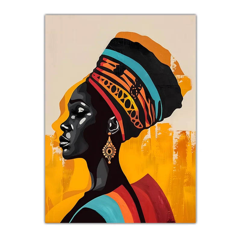 African Tribal Female Portrait Canvas Wall Art | Abstract Decor Canvas Wall Art Peaceful Pleasures Health and Wellness 01 50x70cm NoFrame China Mainland