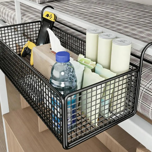 1Pcs Storage Rack Contemporary Mesh Bedside Hanging Basket No Drill Multipurpose Organizer Snack Book Phone Storage Space-Saving Peaceful Pleasures Health and Wellness