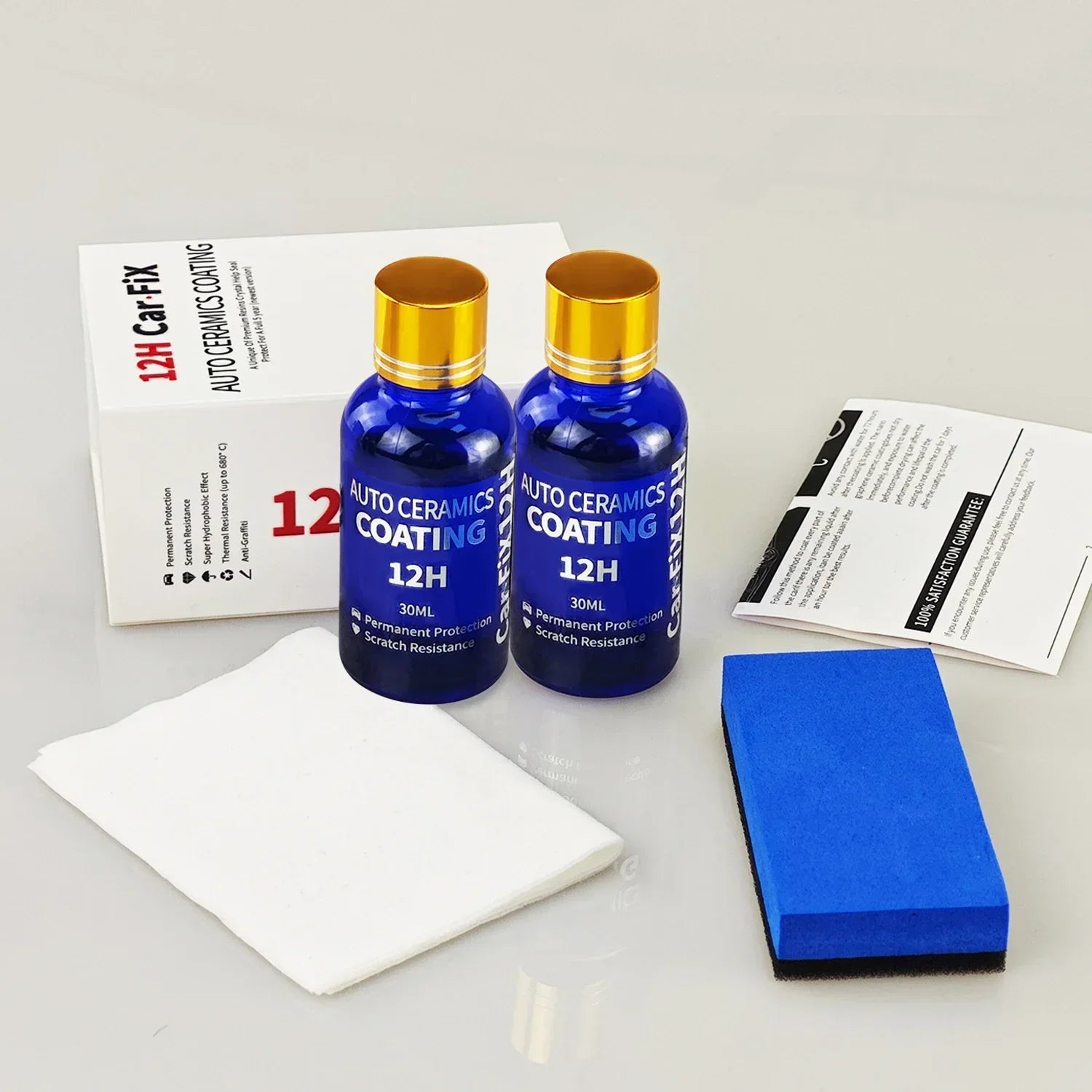 2Pcs 12H Car Coating Polishing Wax Anti-Scratch Paint Protection 5-year Guarantee Glossy Prolonging Paintworks Ceramic Glass Peaceful Pleasures Health and Wellness