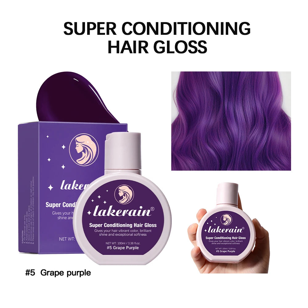 Hair Glaze Super Gloss Color Conditioning Gloss Rinse Out Semi-Permanent Hair Gloss that Enhances Color Nourish and repair Easy Peaceful Pleasures Health and Wellness 5 Grape Purple