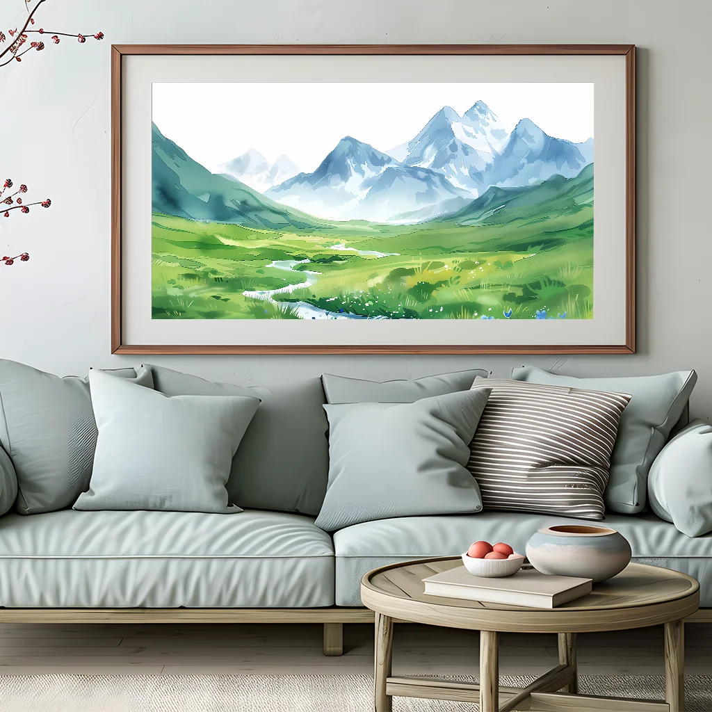 Nordic Mountain Valley Canvas Wall Art | Nature Landscape Print Canvas Wall Art Peaceful Pleasures Health and Wellness