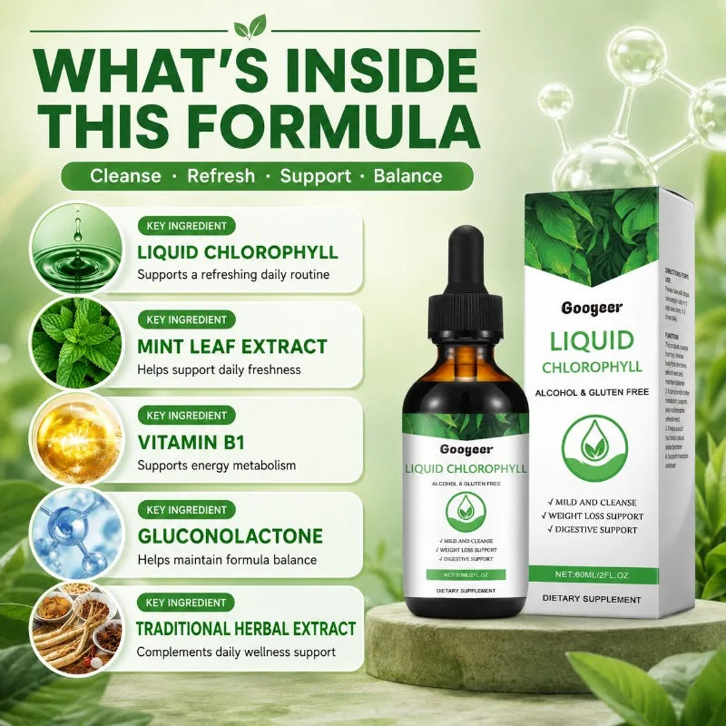 Googeer Liquid Chlorophyll Drops Alcohol-Free 60ml | Wellness