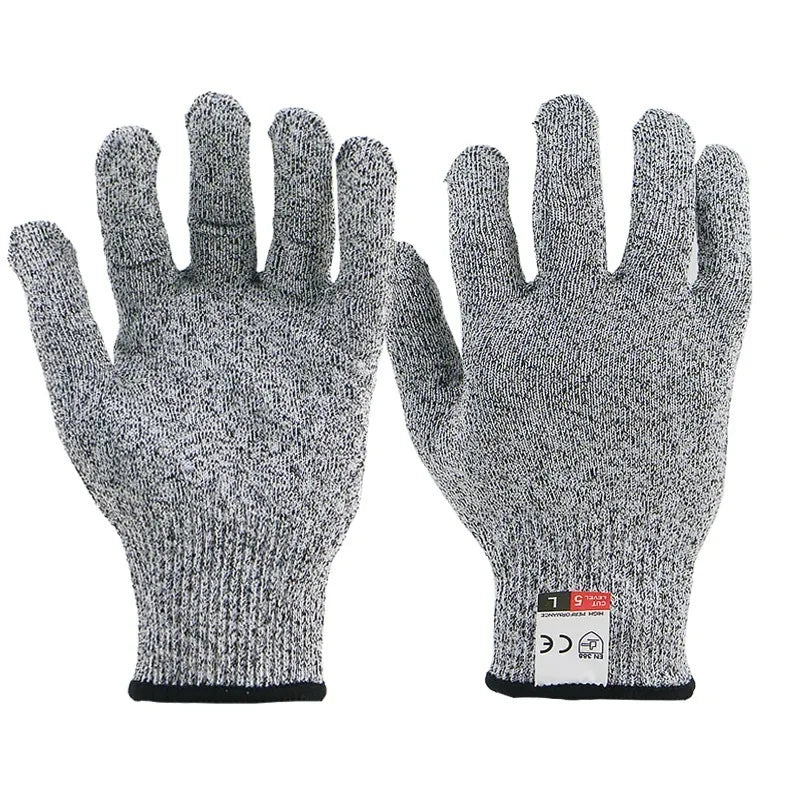 Grade 5 HPPE Cut-resistant Gloves Kitchen and Garden Protective Gloves Children's Woodworking and Carving Cut-resistant Gloves Peaceful Pleasures Health and Wellness Gray-big size