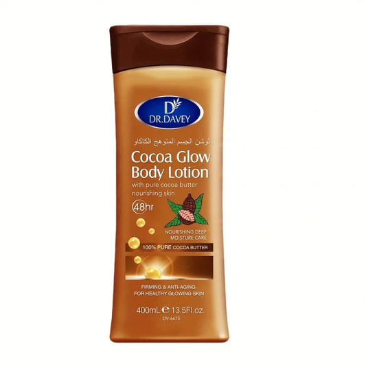 DR.DAVEY 13.53Ounce Cocoa Butter Body Lotion - Unisex Food Flavor No Alcohol Nourishing Moisturizing Cream for All Skin Types Peaceful Pleasures Health and Wellness