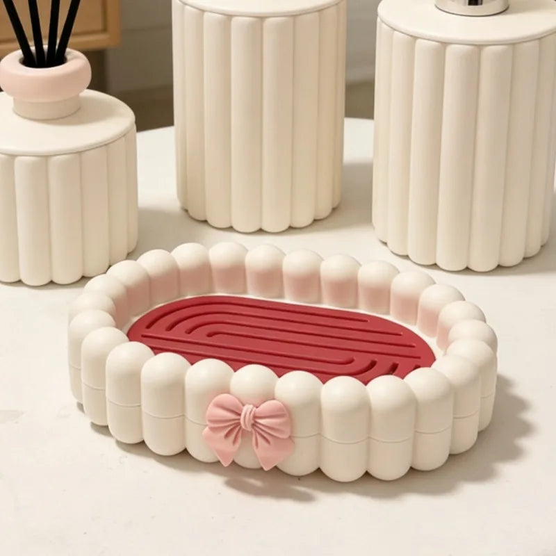 Double Layer Soap Box Large Drainage Soap Holder Household Bathroom Dish Anti-slip Soap Storage Rack for Laundry Room Peaceful Pleasures Health and Wellness Red