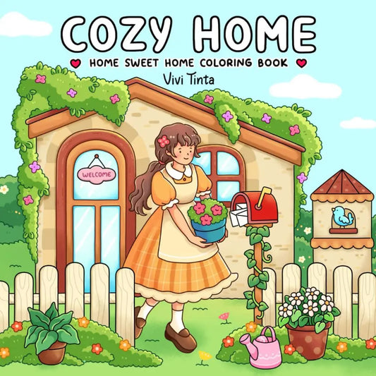 Bview Art Cozy Home Cartoon Coloring Book Kids Stickers Creative Peaceful Pleasures Health and Wellness