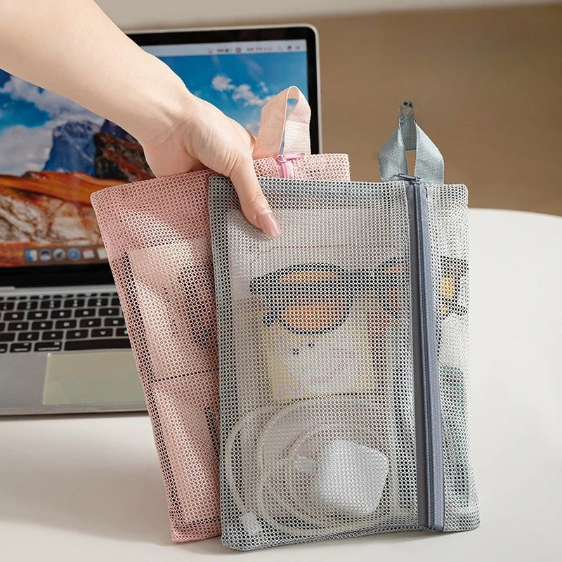 Portable Mesh Wash Bag | Travel Shower Toiletry Organizer