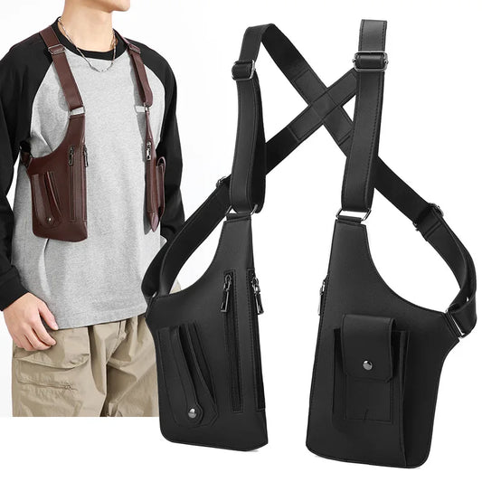 Outdoor Tactical Dual-shoulder Chest Bag for Men Multi-functional Retro Jacket Cycling Underarm Waterproof Leather Bag Peaceful Pleasures Health and Wellness