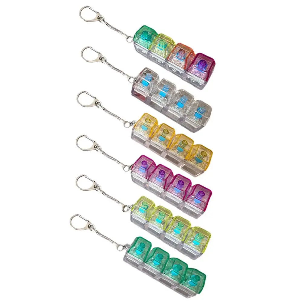 4-Key Mechanical Keyboard Fidget Keychain with LED – Clicker Gift Fidget Keychain Peaceful Pleasures Health and Wellness