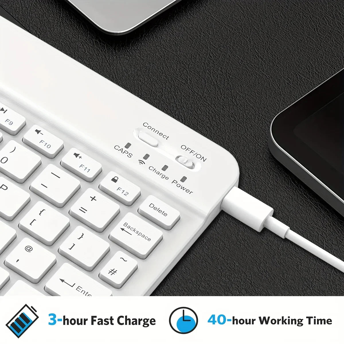 Ultra-thin Wireless Keyboard,10-inch Bluetooth-compatible Keyboard, Type-C Charging, for Tablet, PC, iOS, Android, Windows Peaceful Pleasures Health and Wellness