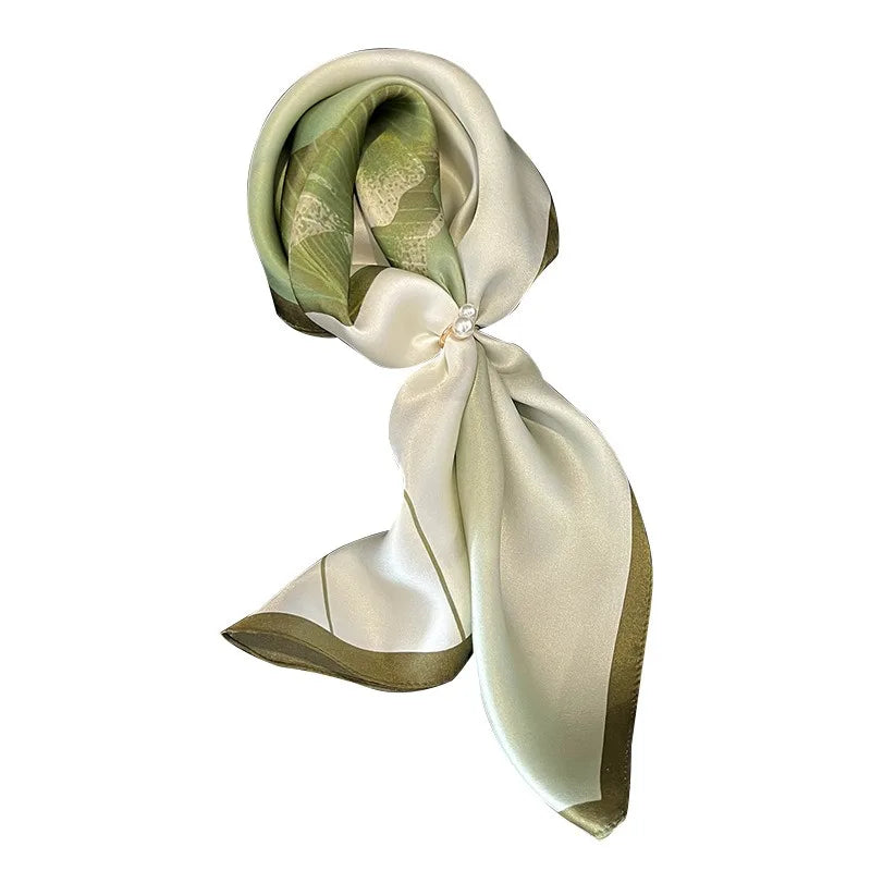 100% Mulberry Silk Lotus Floral Scarf – Women's Versatile Accessory