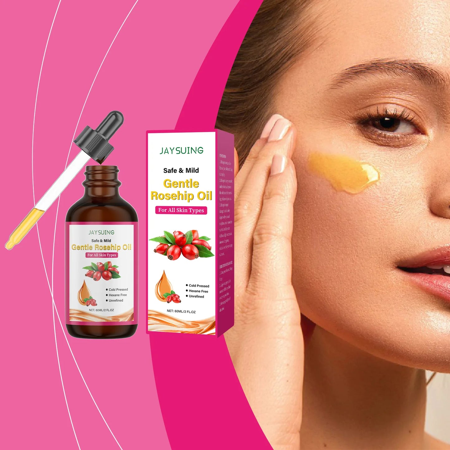 Rosehip Facial Oil Moisturizing Smoothing Skin Relieves Dryness Discomfort Enhances Softness Elasticity Anti-Aging Essence Oil Peaceful Pleasures Health and Wellness