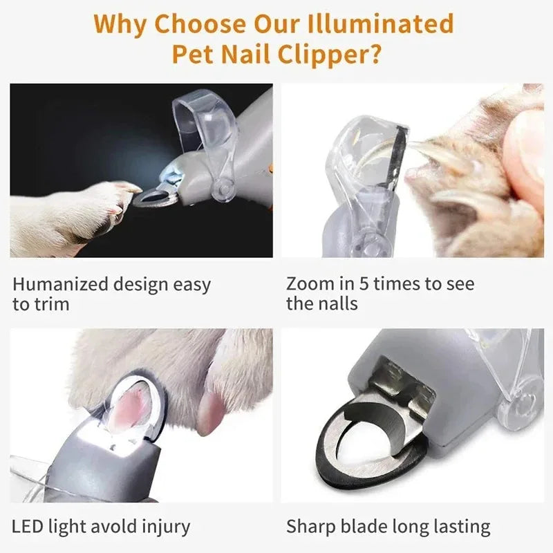 LED Pet Nail Clipper with Magnifying Glass & Light, Professional Dog Cat Grooming Trimmer Kit, Safe Beginner Pet Care Nail Peaceful Pleasures Health and Wellness