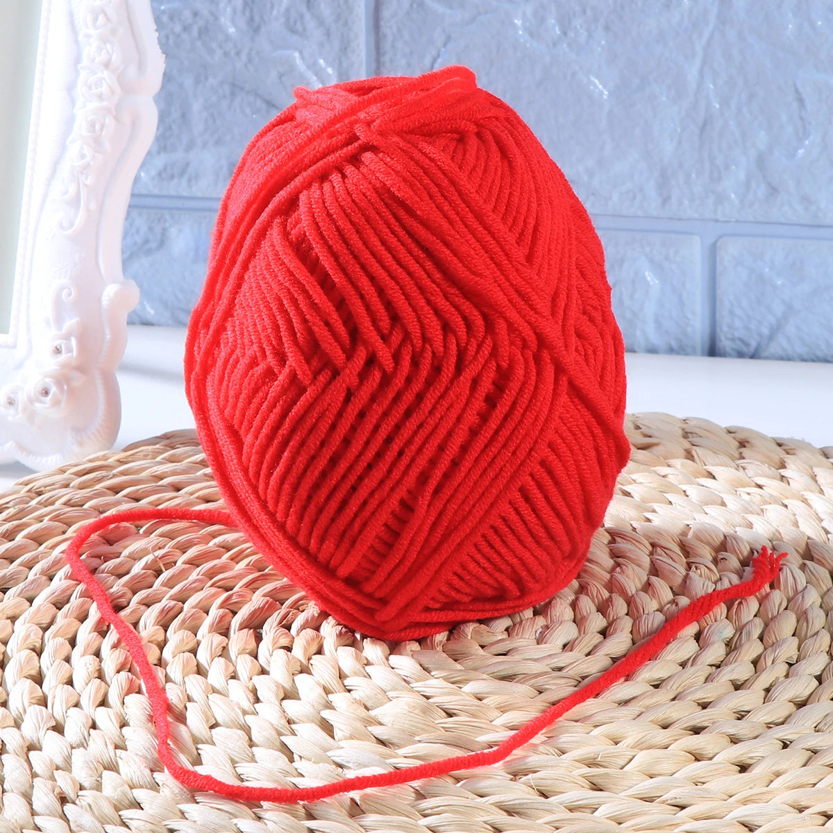 Red Milk Wool Yarn Cotton Chunky Hand Woven Crochet Knitting Wool Yarn Warm Yarn For Sweaters Hats Scarves DIY Making Craft Tool Peaceful Pleasures Health and Wellness