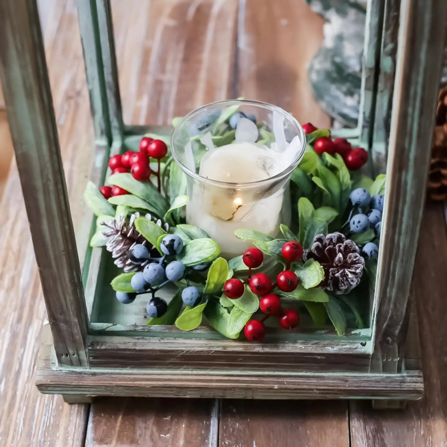 Candle Wreath Rings Holiday Table Centerpieces Artificial Berries Candle Rings For Kitchen Cabinet Window Door Farmhouse Dinner Peaceful Pleasures Health and Wellness