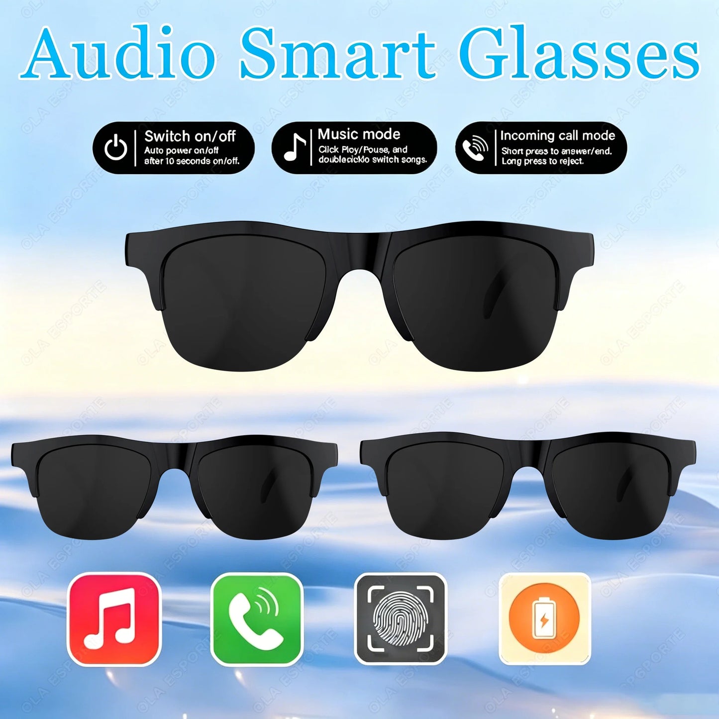 AI Smart Sunglasses – Bluetooth 5.3, UV Protection & Voice Control