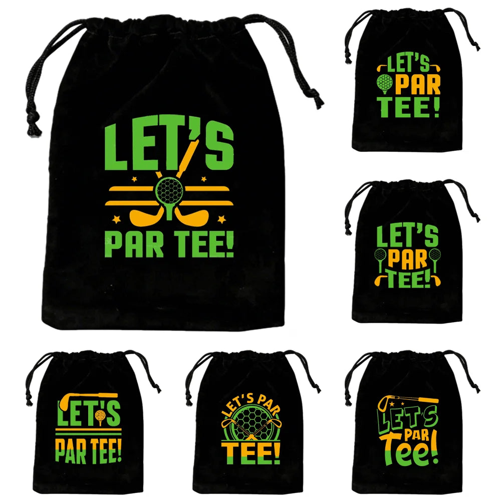 5-Pack Golf Velvet Drawstring Gift Bags 5x7" | Party Favors