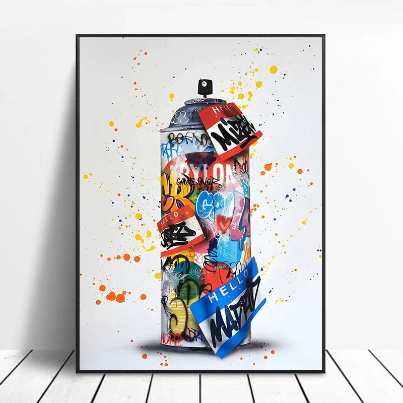 Street Graffiti Gestures Canvas Wall Art | Abstract Pop Mural