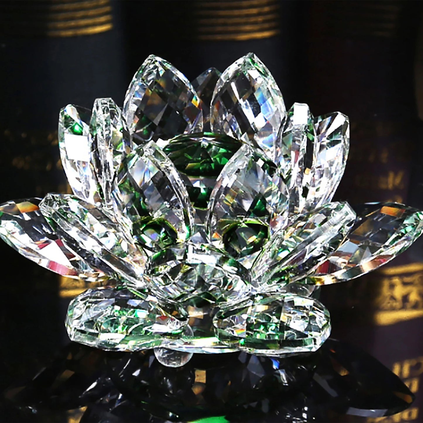 Crystal Lotus Flower Figurines Flower Crafts Glass Car Figurines for Tabletop Centerpiece Home Office Peaceful Pleasures Health and Wellness 30 Yellow