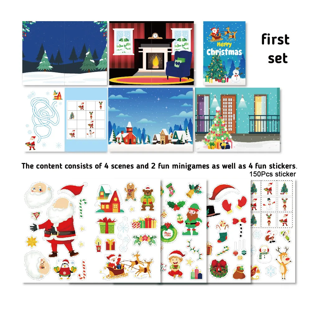 Christmas Halloween Sticker Book Reusable Stickers DIY Dress-up Fun
