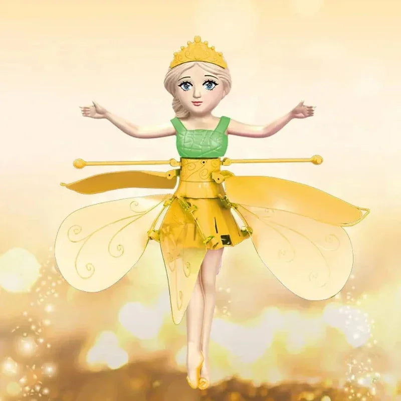 USB Rechargeable Gesture Luminous Aircraft Girls Toy Hand Sensor Magical Flying Pixie Toy Infrared Sensor Flying Doll Kid Gifts Peaceful Pleasures Health and Wellness yellow