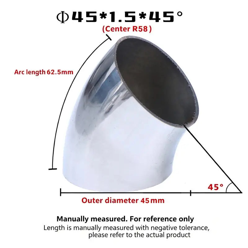 304 SS Sanitary 45° Butt Weld Elbow | Food Grade 16–80mm OD