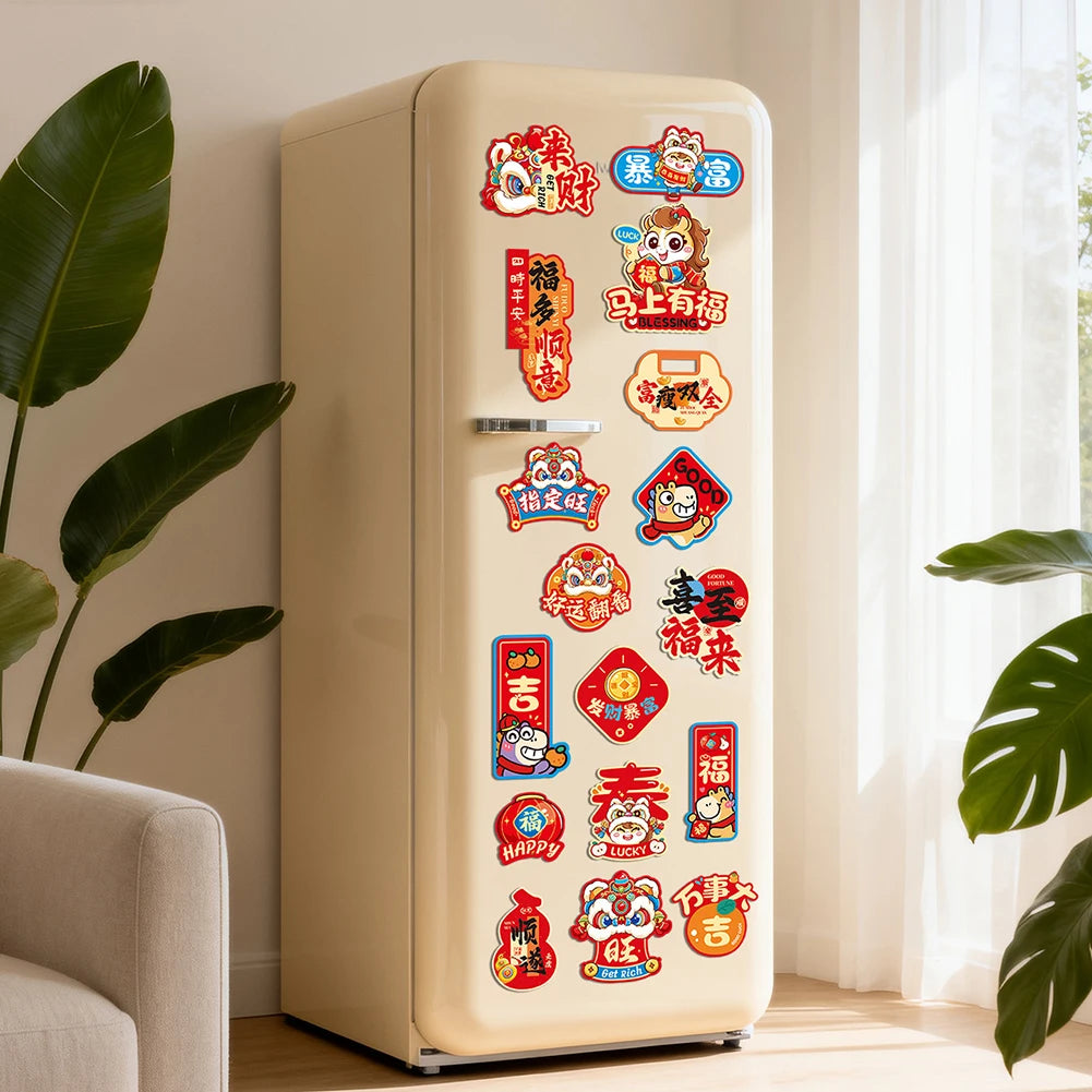 Chinese New Year Refrigerator Decoration Year Of Horse Chinese New Year Fridges Magnets Luck Festive Decoration For Home Kitchen Peaceful Pleasures Health and Wellness