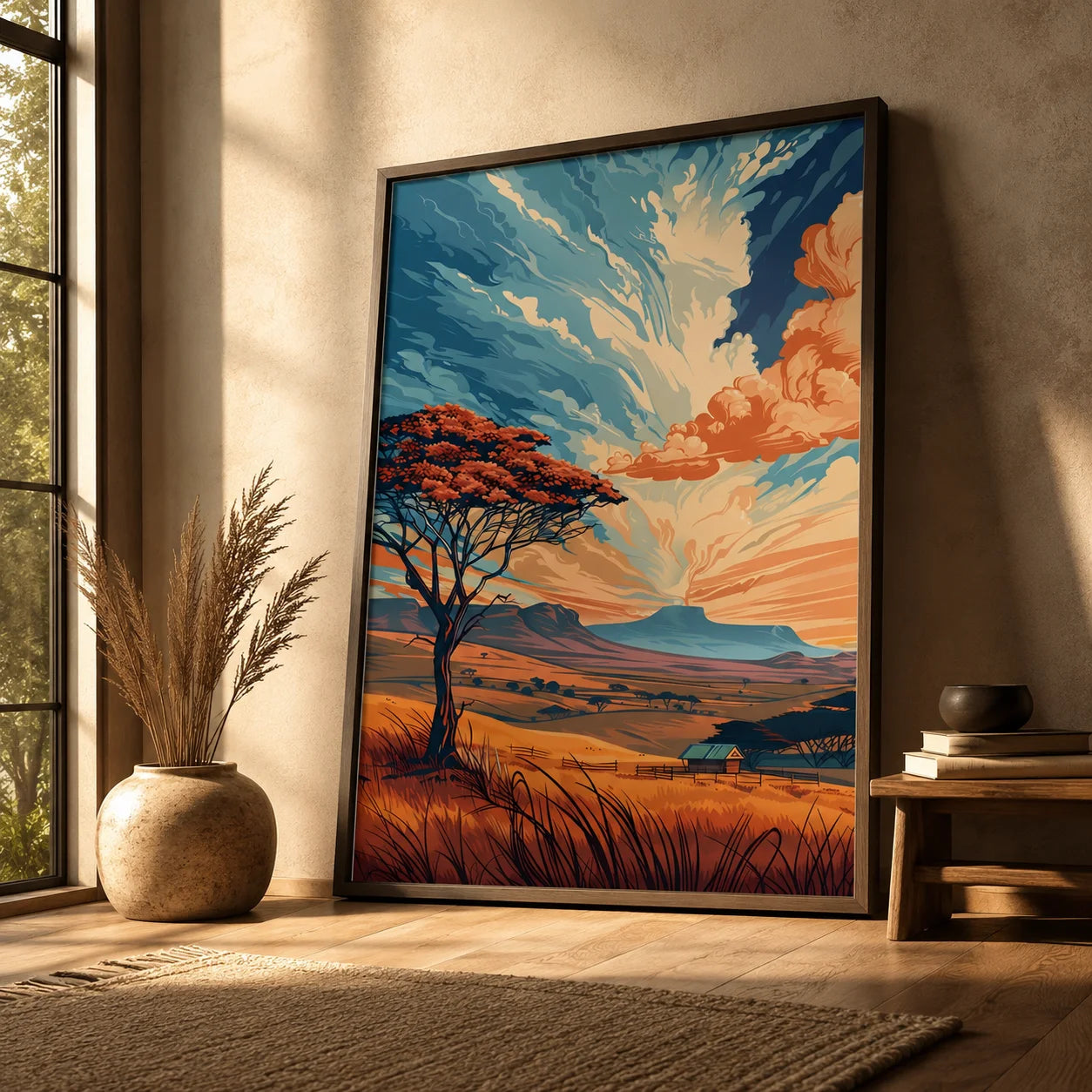 Western Sunset Canvas Wall Art – Vintage Landscape Nature Print Canvas Wall Art Peaceful Pleasures Health and Wellness