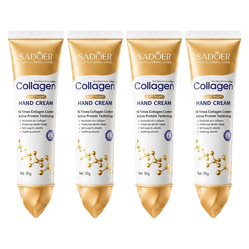 Collagen Hand Cream Hands Skin Friming skincare Moisturizing Brightening Hydrating Hands Creams Non-greasy Hand Skin Care New Peaceful Pleasures Health and Wellness 4pcs