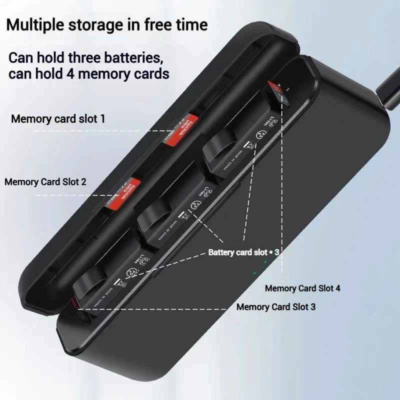 DJI Osmo Action 6/5 Pro/4/3 Triple Battery Charger + TF Card Case