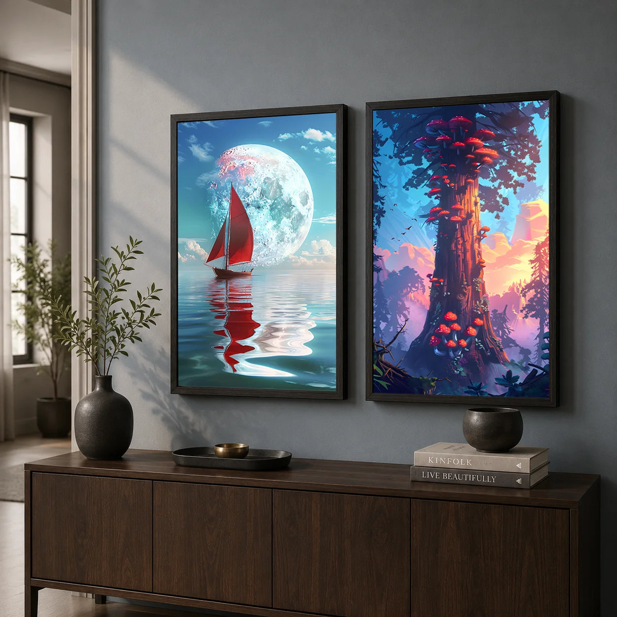Fantasy Landscape Canvas Wall Art – Modern Poster Print Décor Canvas Wall Art Peaceful Pleasures Health and Wellness